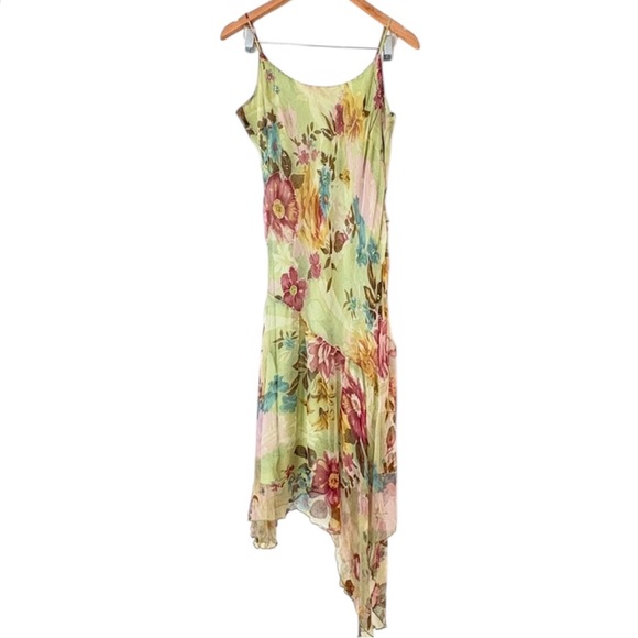 Rene Derhy VTG Floral Beaded Asymmetrical Fairy Midi Dress Whimsy Ethereal S/M - Picture 1 of 11